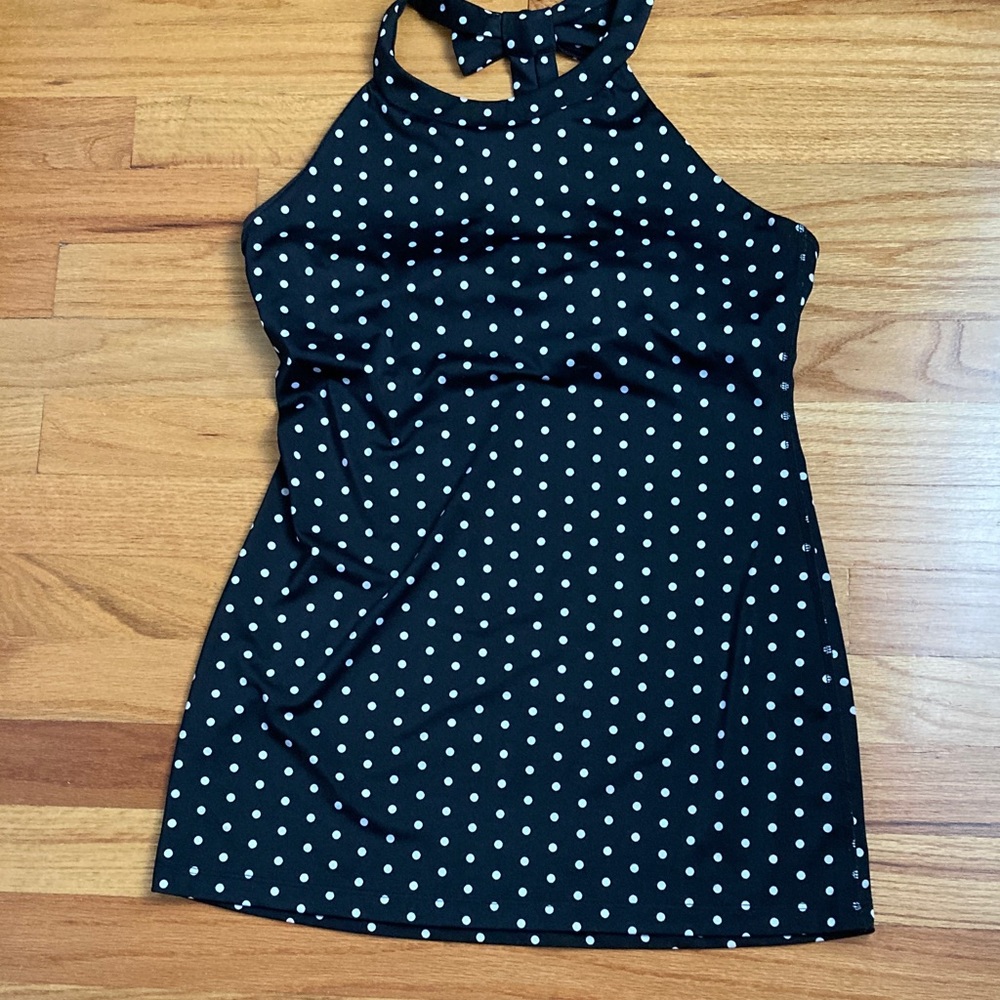 Kate Spade Black and White Polka Dot Halter Top